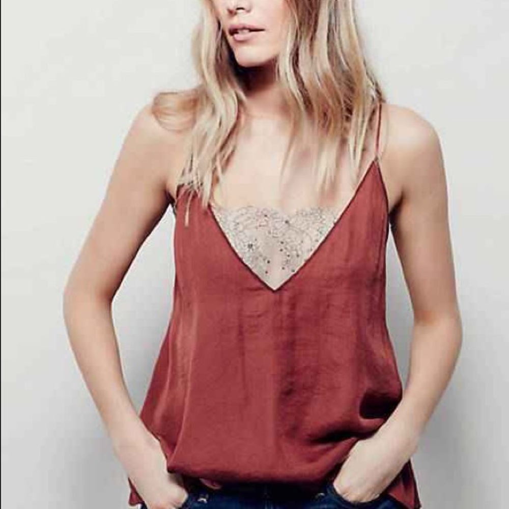 Free People Deep V Cami with Lace Bandeau